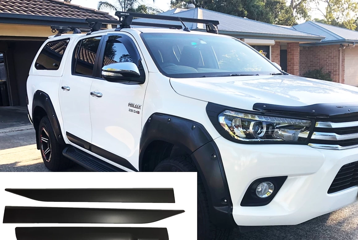 Door Cladding Side Body Slim Trim for Toyota Hilux 2015-2023 N80 Moulds SR SR5 Matt Black