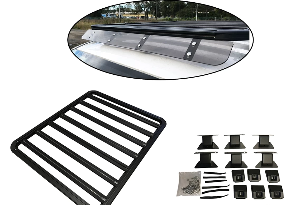 Aluminium Roof Rack for Jimny+Wind Deflector Platform Slimline 2018 Onwards 160x130cm Low Profile