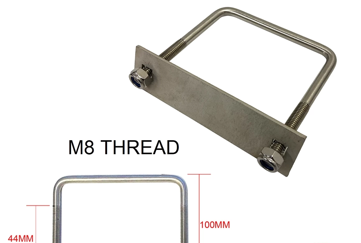 Stainless Steel U Bolt Kit M8 100mm Length with Nylon Nut Roof Rack Basket Universal 4X4