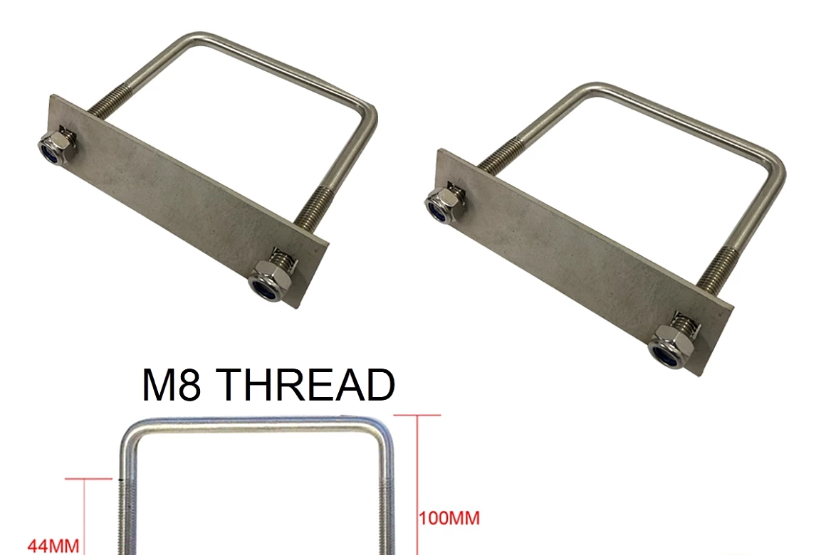 Stainless Steel U Bolt Kit M8 100MM Length with Nylon Nut 2 Set Roof Rack Basket Universal 4X4 