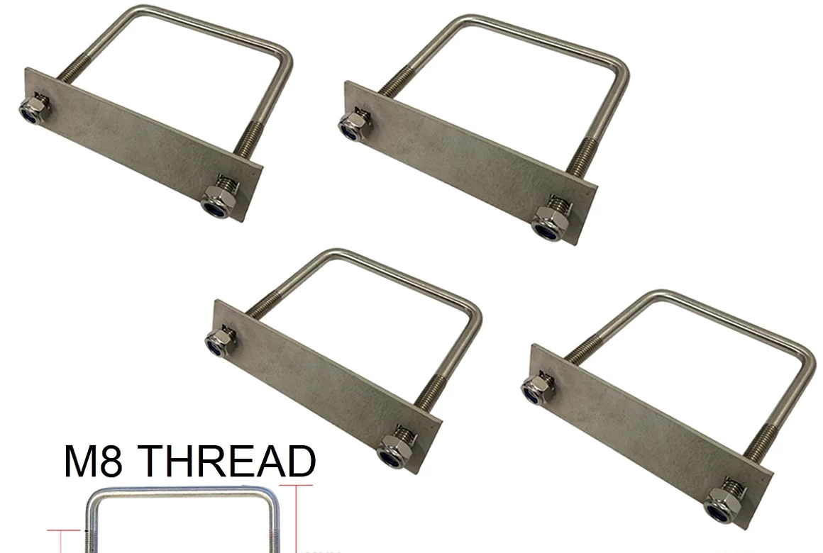 Stainless Steel U Bolt Kit M8 100MM Length with Nylon Nut 4 Set Roof Rack Basket Universal 4X4 