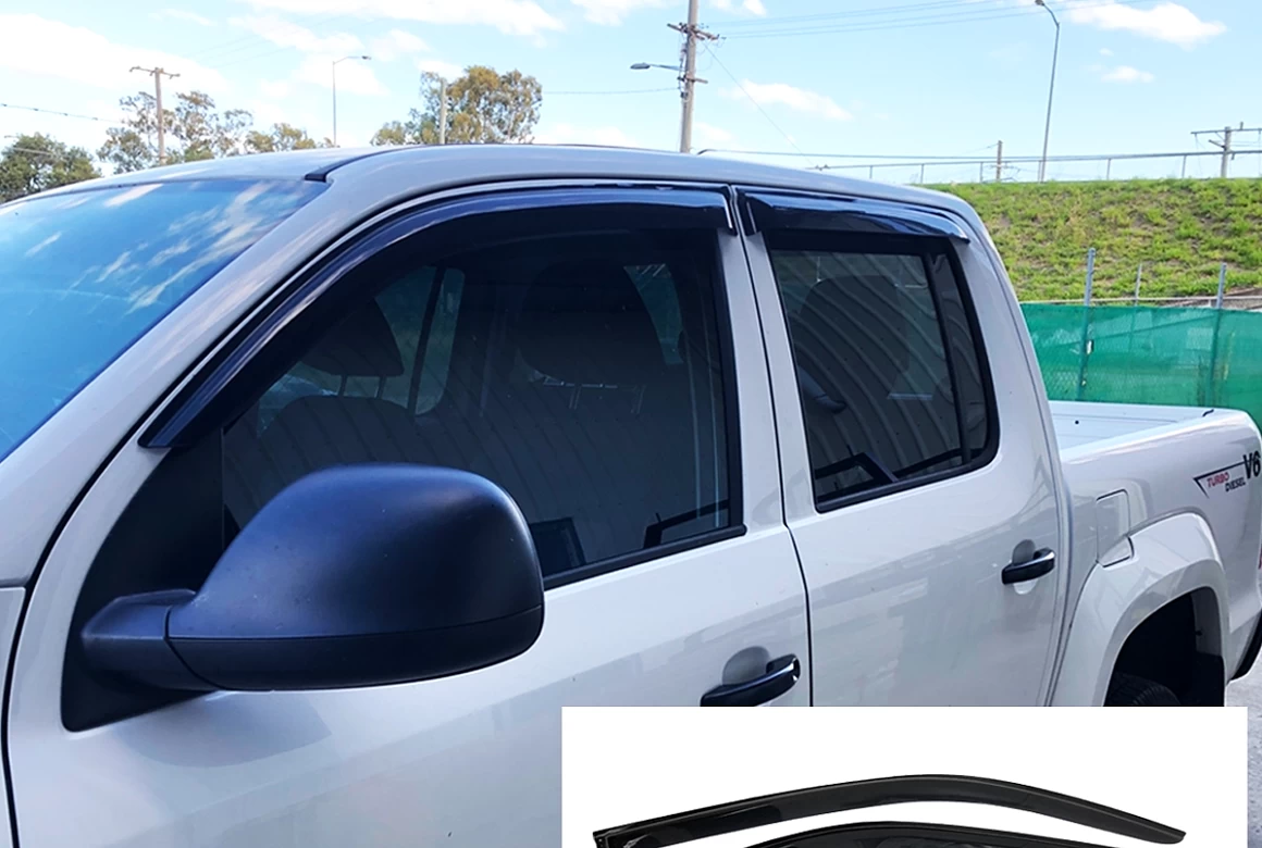 Premium Weather Shields 4 PCS For Volkswagen VW Amarok 2009-2020 Dual Cab Black Tinted Window Visors