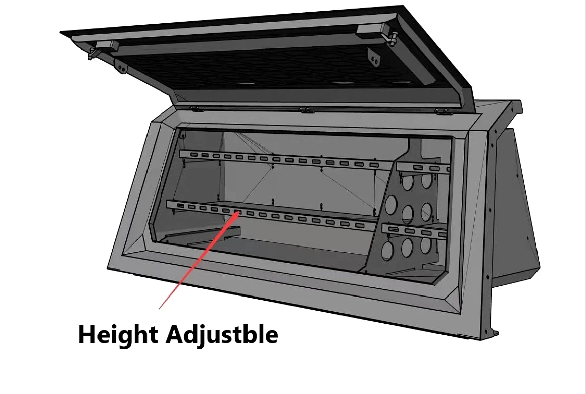 Steel Canopy Side Storage Bin w/ Shelving (Passenger Side)