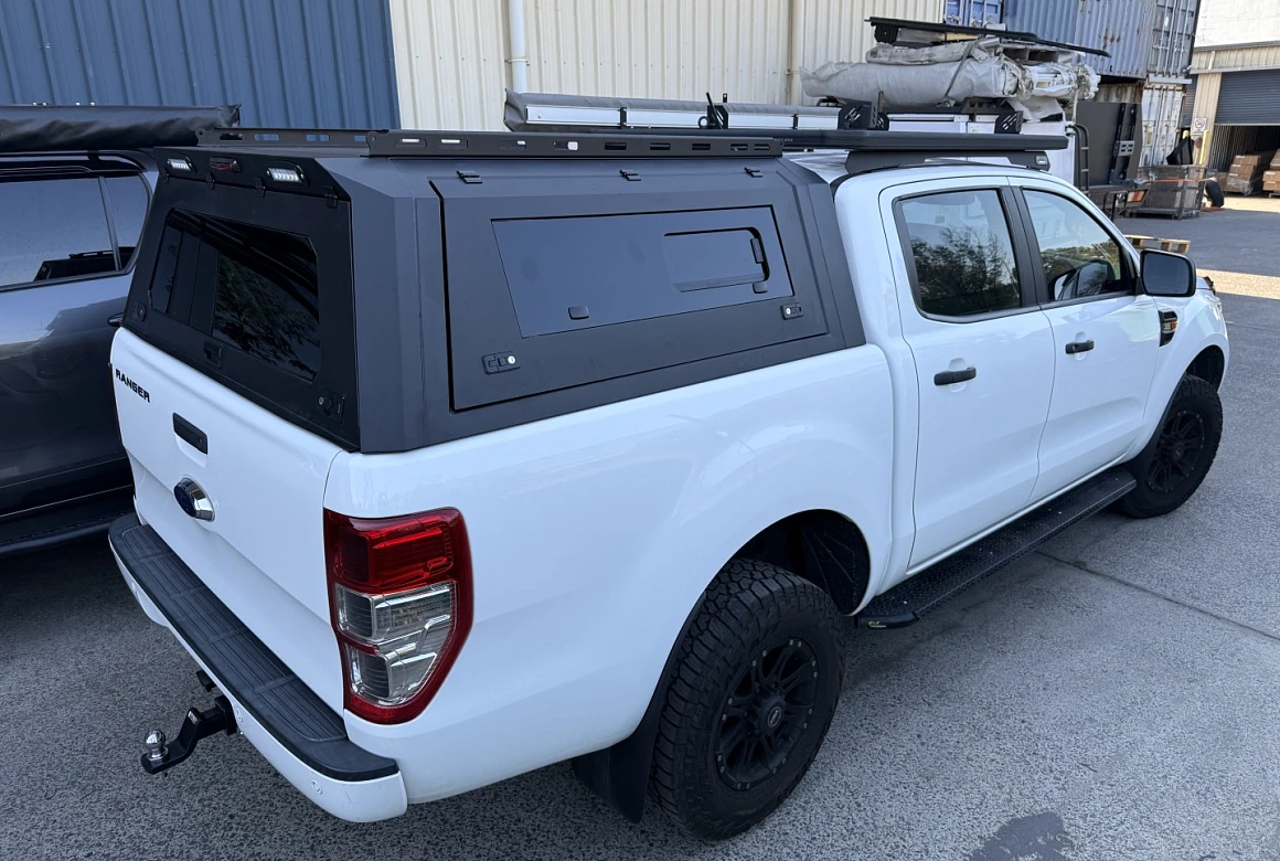 View of the Aluminium Canopy Ford Ranger PX123 2012-2021 + Pet Window Doors