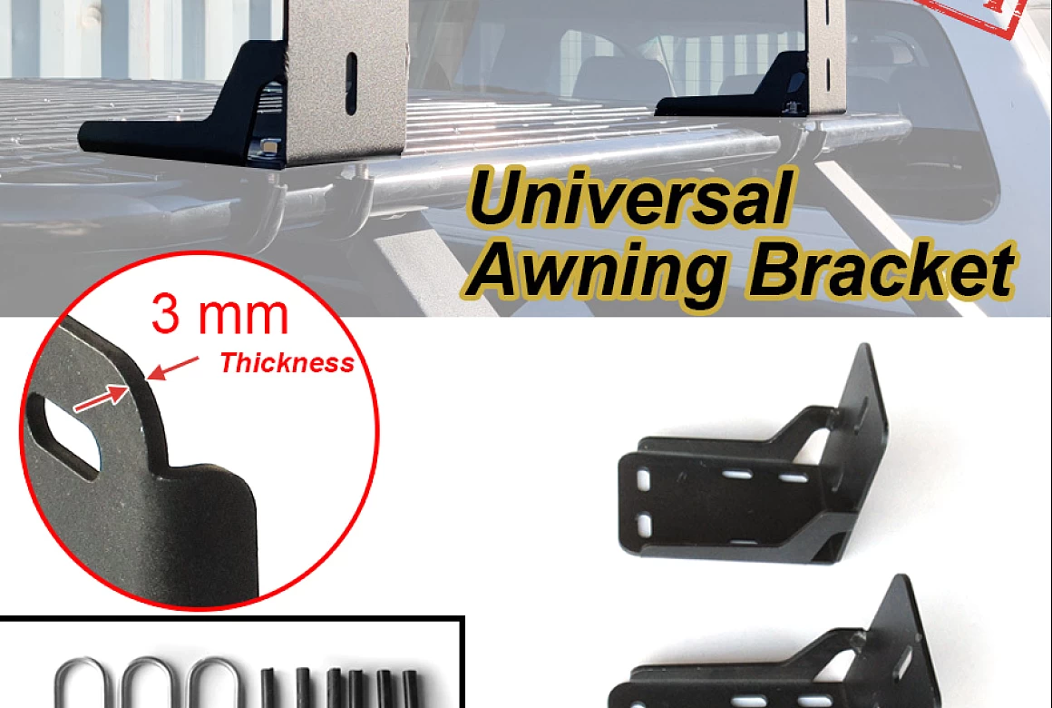 Universal Awning Bracket Powder Coated Steel Suit Roof Rack Flat Tray Platform