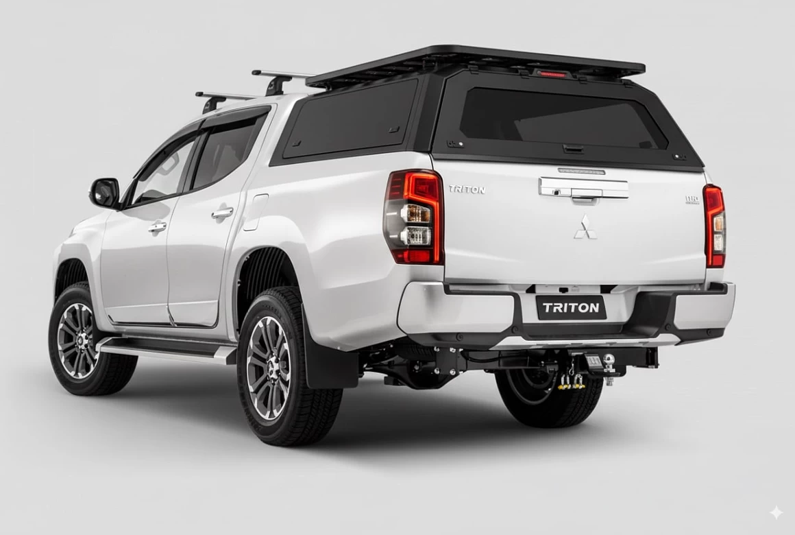 View of the Roof Rack + Aluminium Canopy for Mitsubishi Triton