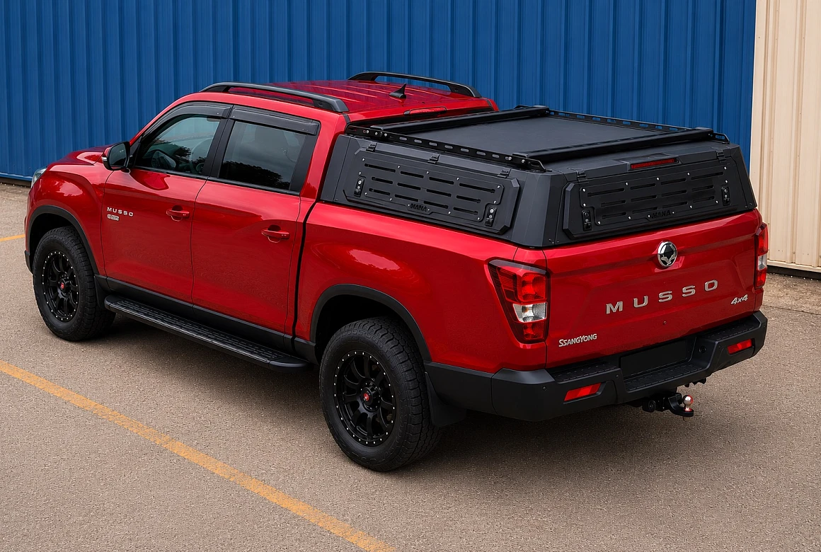 View of the Low Profile Steel Canopy for MUSSO LWB 2018+ XLV Long Tub
