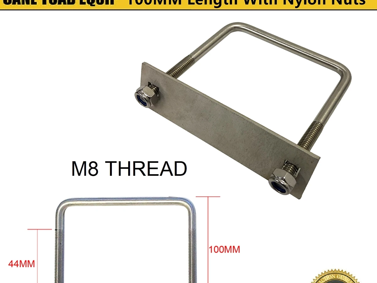 Stainless Steel U Bolt Kit M8 100mm Length with Nylon Nut Roof Rack Basket Universal 4X4