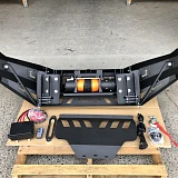 Revolution Bullbar & Winch Combo for Navara NP300 D23 2015-19 Airbag Compatible ADR Matte Black Steel