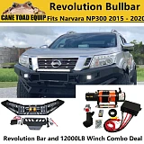 Revolution Bullbar & Winch Combo for Navara NP300 D23 2015-19 Airbag Compatible ADR Matte Black Steel