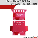 3mm Red Bash Plate Front Sump Guard for Toyota Hilux 2005-2015 SR SR5 2PCS 