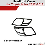 MATT Black Head Light Cover Trim Protector fit Toyota Hilux 2012-2015 N70