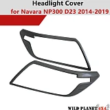 Matt Black Head Light Cover Trim to suit Nissan Navara NP300 D23 2014-2019