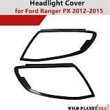 Head Light Cover fit Ford Ranger PX1 MK1 2012-2015 Matte Black Lamp Trim