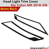 Matte Black Head Light Trim Cover Suits Mitsubishi Triton MR 2019-Onwards