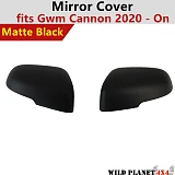 Side Mirror Covers fits GWM Cannon Ute 2020-Onwards Matte Black Top part A pair