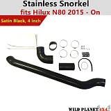Stainless Snorkel Air Intake 4'' fit Hilux N80 2015-On Satin Black Powdercoated 304 4WD