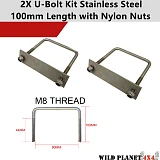 Stainless Steel U Bolt Kit M8 100MM Length with Nylon Nut 2 Set Roof Rack Basket Universal 4X4 