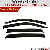 Premium Weather Shields Window Visors fits GWM Cannon 2020 - Onwards Tinted Black 