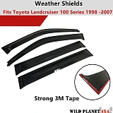 Premium Weather Shields Window Visor 4pcs for Toyota Landcruiser 100 Series 1998-2007 SUV Wagon Tinted Black