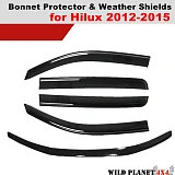 Bonnet Protector & Window Visors WeatherShields for Toyota Hilux 2012-2015 Combo