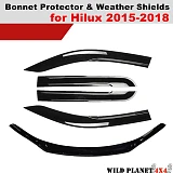 Bonnet Protector & Window Visors WeatherShields suit Toyota Hilux 2015-2020 N80 Combo Deal