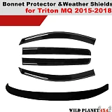 Bonnet Protector & Weathershields Visors For Mitsubishi Triton MQ 2015-2018 Combo Deal