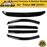 Bonnet Protector & WeatherShields Window Visors suit Mitsubishi Triton MR 2019+ Combo Deal