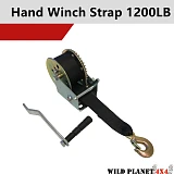 Hand Winch 8M Heavy Duty 1200lb Manual Belt Strap Hook Puller Boat Trailer 