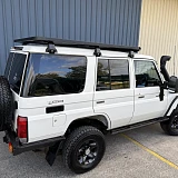 190x142 cm Alloy Flat Roof Rack Platform Aluminium with Rain Gutter Mount Brackets for LandCruiser 76 Series