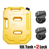 10L Heavy Duty Yellow Jerry Can w/ 2 Mounting Holders & Locks