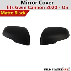 Side Mirror Covers fits GWM Cannon Ute 2020-Onwards Matte Black Top part A pair