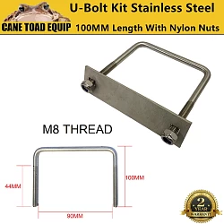 Stainless Steel U Bolt Kit M8 100mm Length with Nylon Nut Roof Rack Basket Universal 4X4