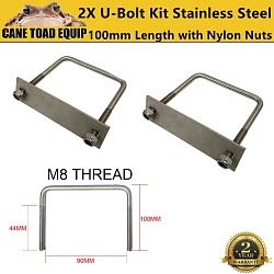 Stainless Steel U Bolt Kit M8 100MM Length with Nylon Nut 2 Set Roof Rack Basket Universal 4X4 