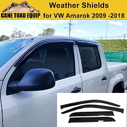 Premium Weather Shields 4 PCS For Volkswagen VW Amarok 2009-2020 Dual Cab Black Tinted Window Visors