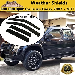 Weather shields for ISUZU D-MAX Dual Cab 08-12 model Holden Rodeo Colorado Tinted Black 