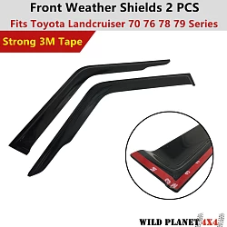 Premium Weather Shields Window Visors Front 2pcs for Landcruiser 70 76 78 79 Series Tinted Black Single Cab