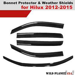 Bonnet Protector & Window Visors WeatherShields for Toyota Hilux 2012-2015 Combo