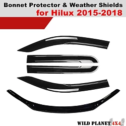 Bonnet Protector & Window Visors WeatherShields suit Toyota Hilux 2015-2020 N80 Combo Deal