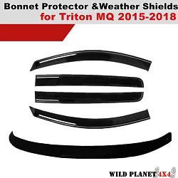 Bonnet Protector & Weathershields Visors For Mitsubishi Triton MQ 2015-2018 Combo Deal