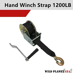 Hand Winch 8M Heavy Duty 1200lb Manual Belt Strap Hook Puller Boat Trailer 