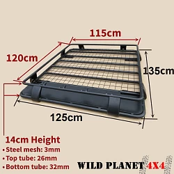 Roof Basket Fits TOYOTA Hilux Powder Coated Steel 4WD Cage Luggage Carrier Cargo