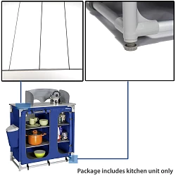 Camping Kitchen Unit Cook Table Foldable Storage Cupboard Windshield