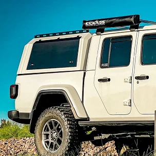 Image of Jeep Gladiator Aluminium Canopy Gen1 Matte Black with Front and Back Glass Windows