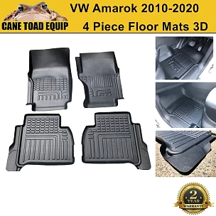 Image of Tailored Floor Mats 3D TPE 4PC Liners for Volkswagen (VW) Amarok 2010-2020 Black Water Proof