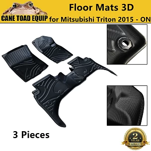 Image of 3D Floor Mats Fit Mitsubishi Triton MQ MR 2015-Onward TPE Moulded Liner Dual Cab All Weather 4WD