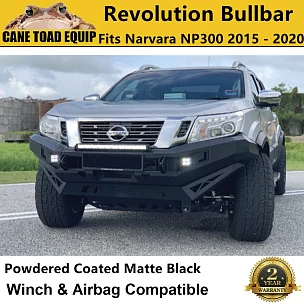 Image of Revolution Bullbar for Navara NP300 D23 2015-19 Airbag Compatible ADR Matte Black Steel