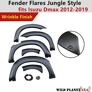 Image of Fender Flares for ISUZU DMAX Jungle Style Wrinkle Finish D-MAX Dual Cab 12-19 Wheel Guard