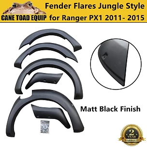 Image of Fender Flares Jungle Style Matte Black 6 PCS suit Ford Ranger 2011-2015 PX1 Wheel Arch Guard 4WD