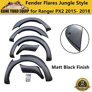 Image of Fender Flares Jungle Style Matte Black Fits Ford Ranger PX2 MK2 2015-2018 Wheel Arch 4WD